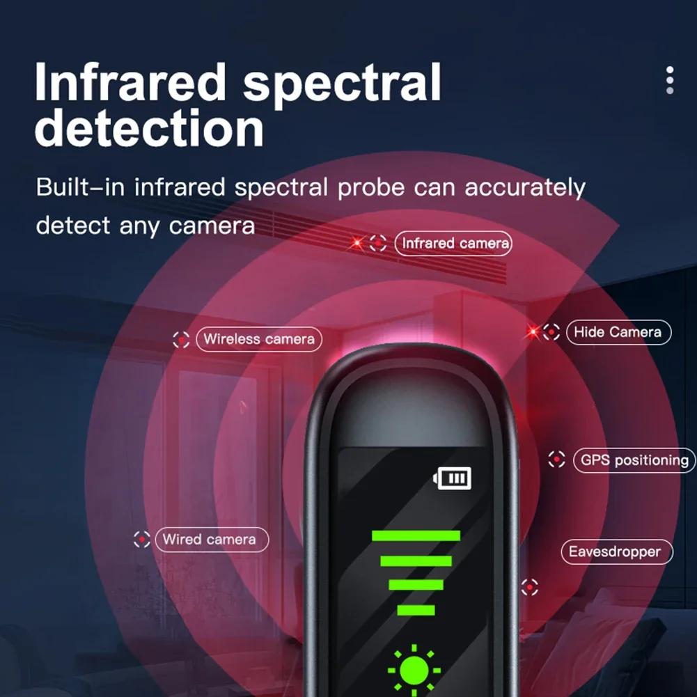 Hidden Camera Detector 4 Levels Sensitivity Mini Bug GPS Tracker Detect Anti-Positioning Wireless Signal Scan for Hotels Travel