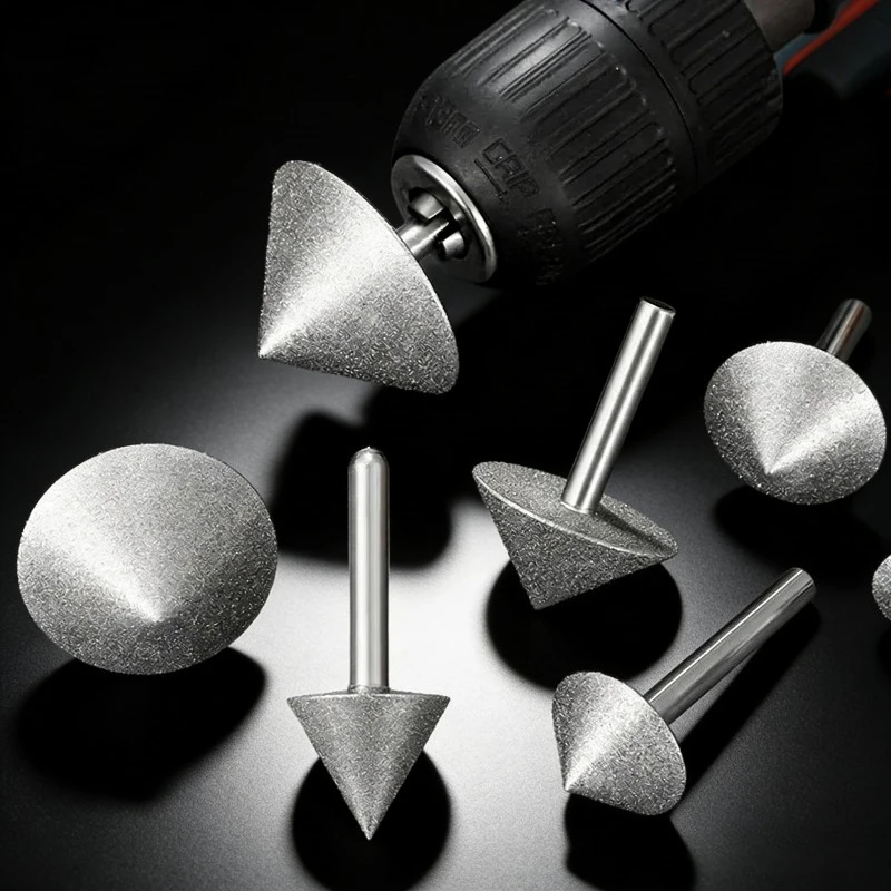 

1PC 90 Degree Diamond Chamfer Rotary Burr - For Jewelry Jade Glass Stone Polishing Carving Rotary Tool Accessories DIY Craft