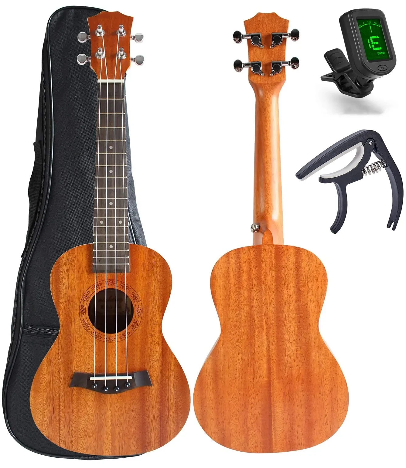 Miwayer Soprano Ukulele Solid Mahogany 21 Inch Ukelele Beginner Kit with Gig Bag Digital Tuner Capo Ukelele Set Christmas Gift