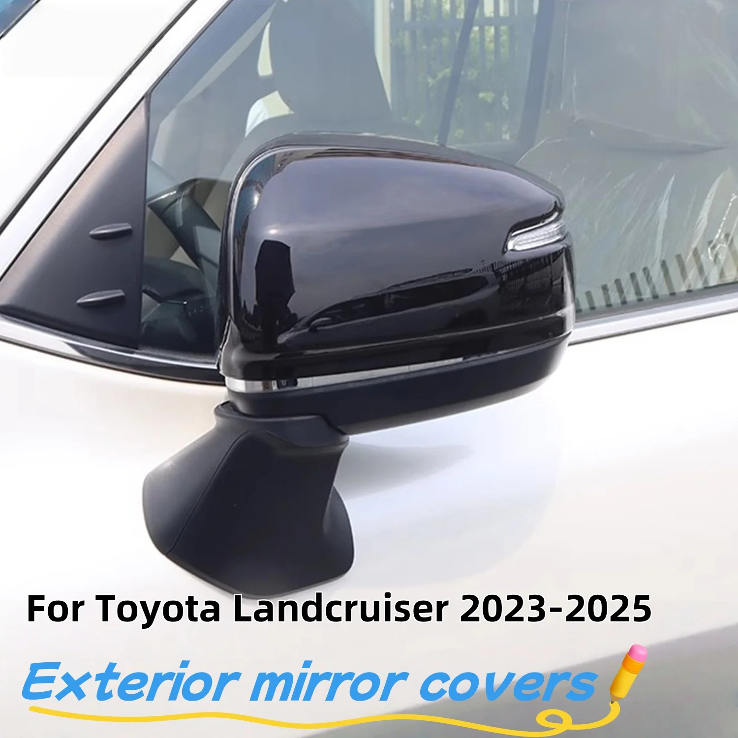 

Superior-Car Accessories For Toyota LandCruiser 300 Series LC300 2022 ABS Chrome Side Wing Rear View Rearview Mirror Cap Cover