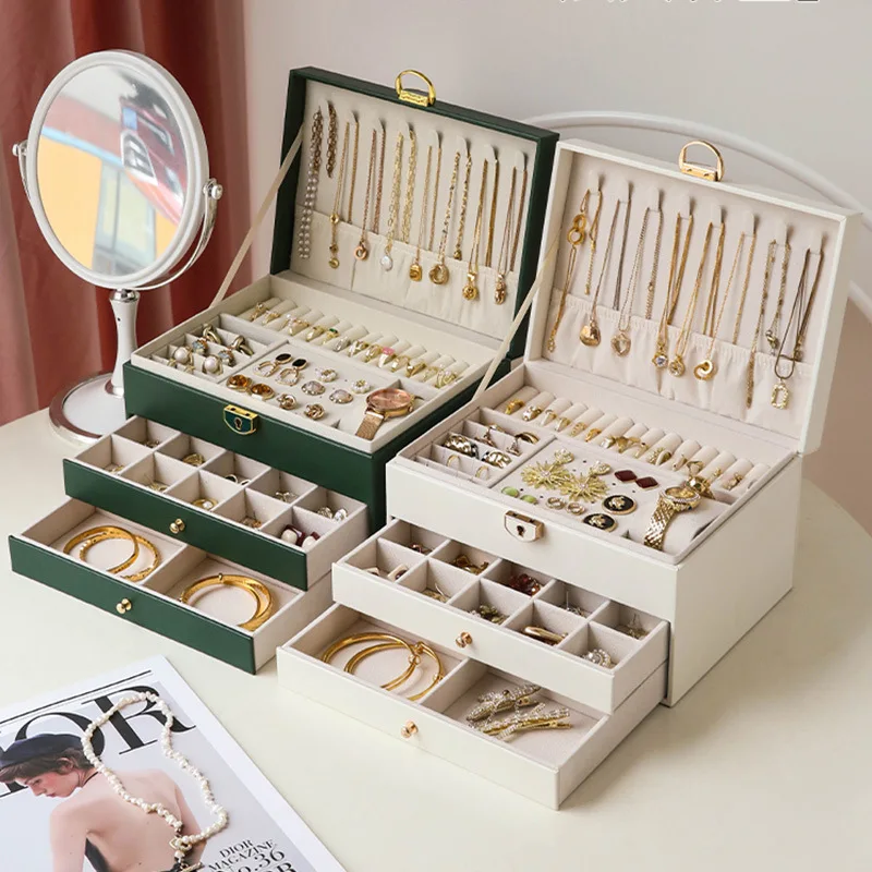 

1PC, lock arch three-layer jewelry box, suitable for all kinds of jewelry storage