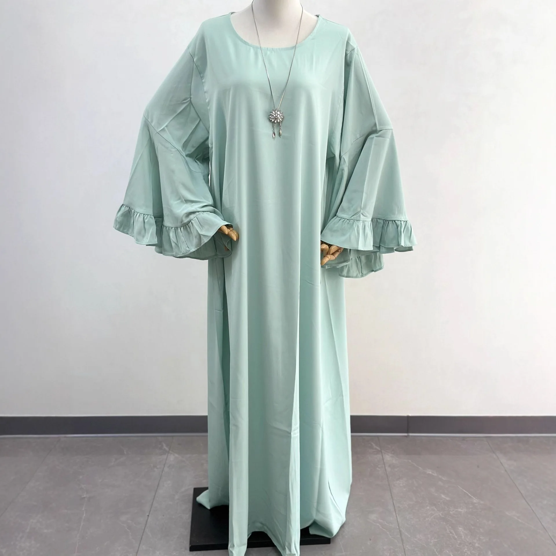 

Dress Women Eid Muslim Abaya Dresses Modest Kaftan Jalabiya Flare Sleeve Arab Long Robe Ramadan Morocco Dubai Islam Vestidos