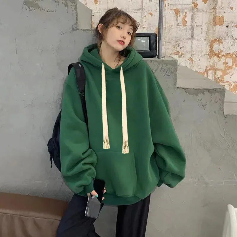 

Sweatshirt 2025 New Pullover Solid Color Women Top Women Casual Hoodies Autumn Winter Long Sleeve Hooded Sweatshirt Women H299