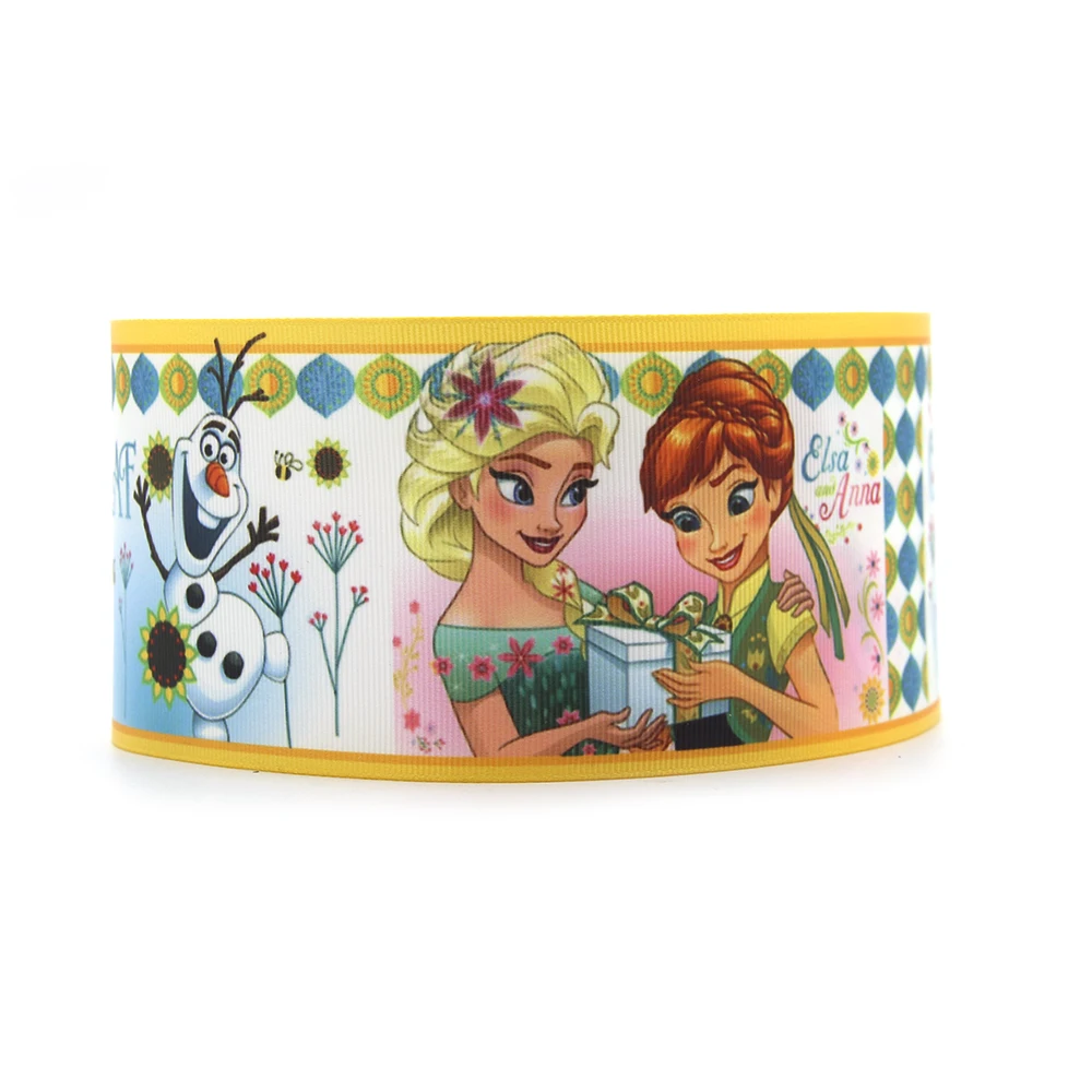 Disney 5 jardów wiele rozmiarów mrożone Elsa Anna Olaf ryps wstążka na Hairbows DIY zapasy rzemieślnicze wstążki w stylu kreskówki