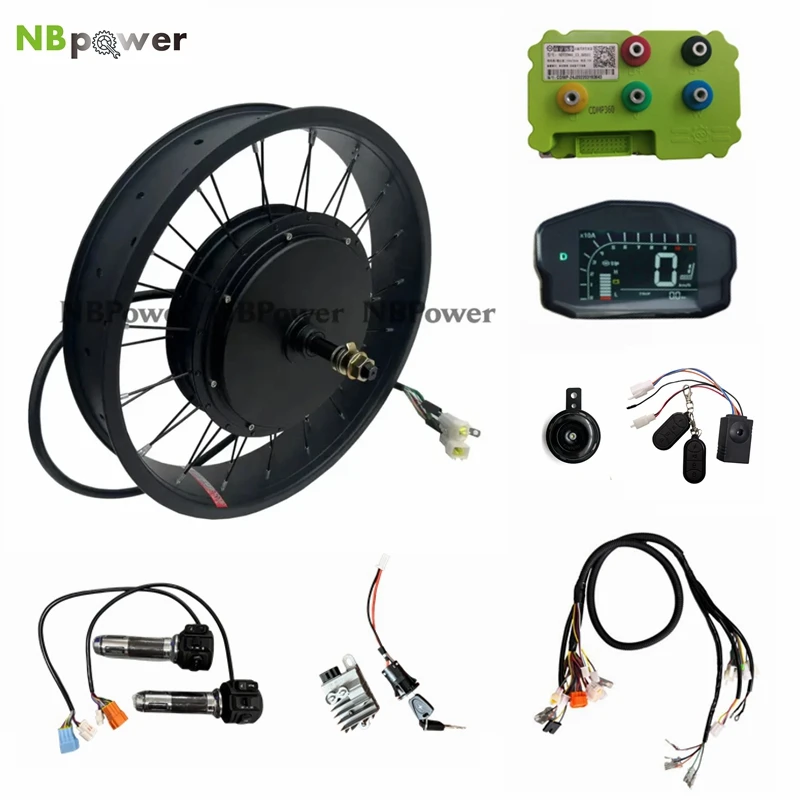 

NBpower 170/190mm Dropout 48-72v 3000w Rear Hub Motor Fat Bicycle Conversion Kit Fardriver ND72360 Cntroller DKD display