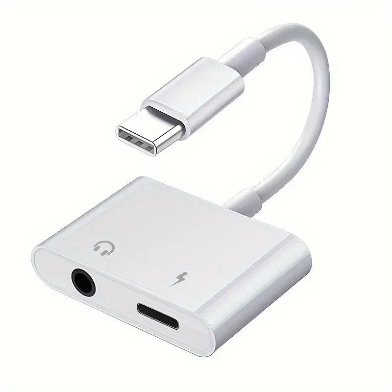 2in1 Audio adapter USB C to USB C+3.5mm converter one port becomes two ports, suitable for Samsung and iphone