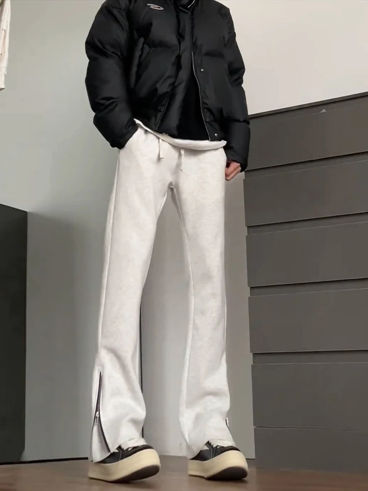 

Мужские спортивные брюки Cleanfit с флисовой подкладкой, на молнии, с манжетами, прямого кроя, осенне-зимние, в американском стиле, свободного кроя, модные брюки