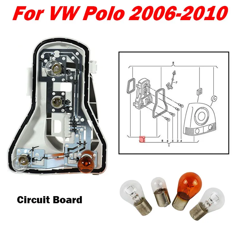 

Автомобильные аксессуары для Volkswagen VW Polo 2006-2010, авто левый, правый, задний фонарь, задний фонарь, задняя фонарь, Детская плата, держатель лампы