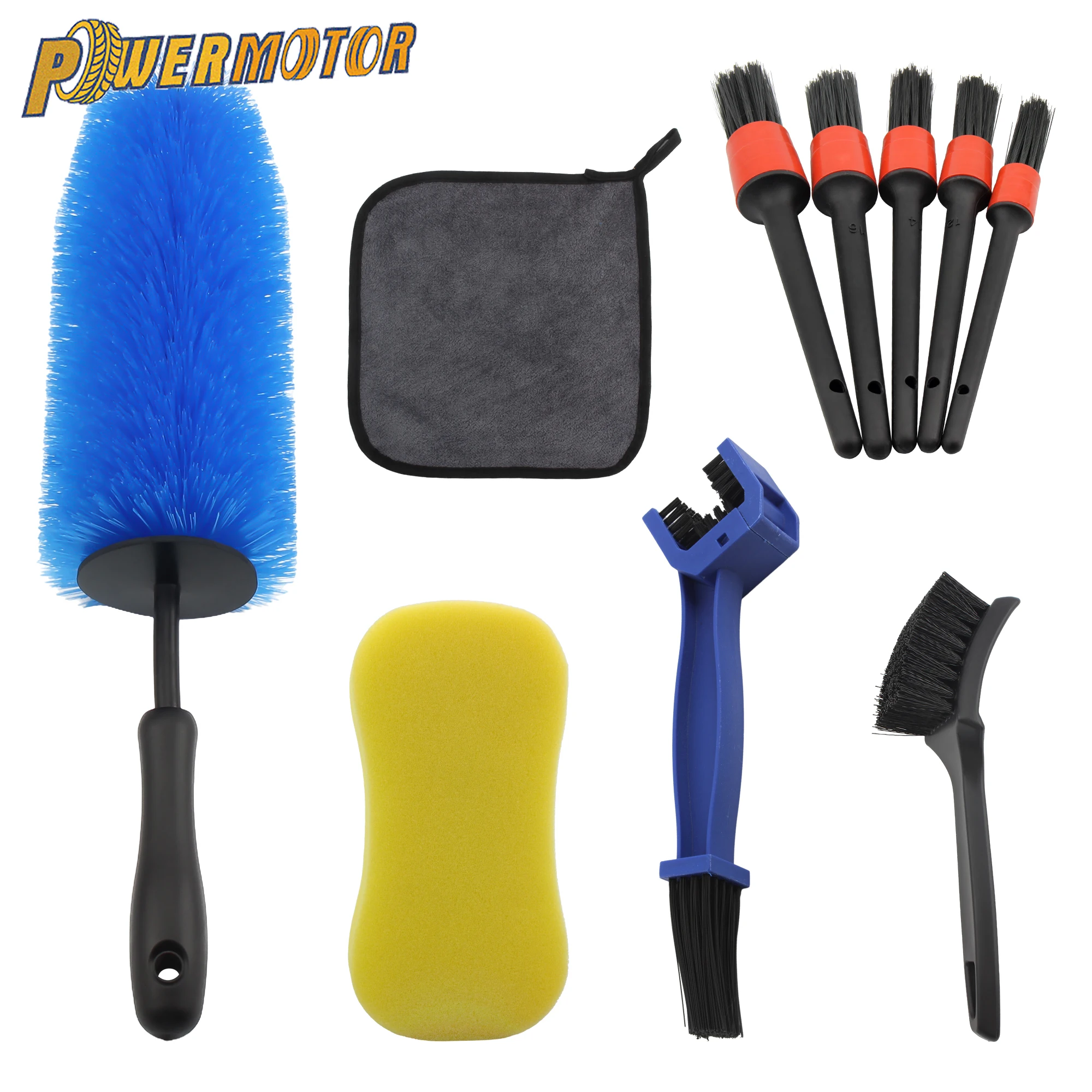 

Universal Motorcycle Cleaning Kit Wheel Chain Wheel Rim Detail Cleaning Brush Towel Sponge ATV Scooters Motocross Care Tools
