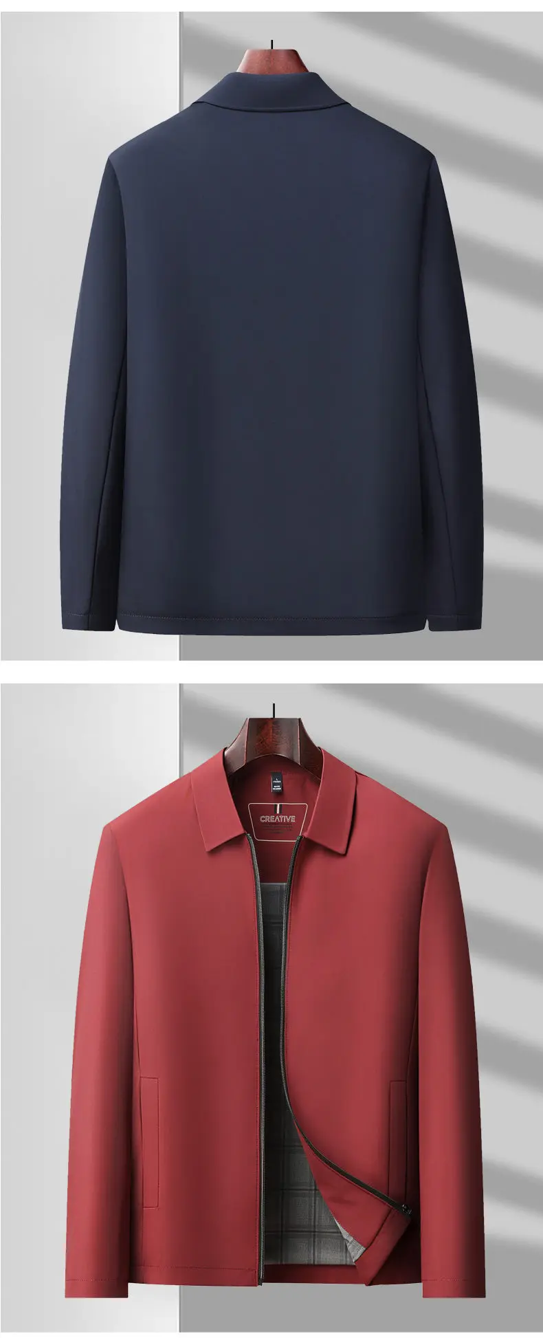 Hochwertige Business-Jacke mit Business-Kragen, Executive-Blazer mit Revers und Kette, Schwarzer Mantel, Vater-Outfit – Detail 4
