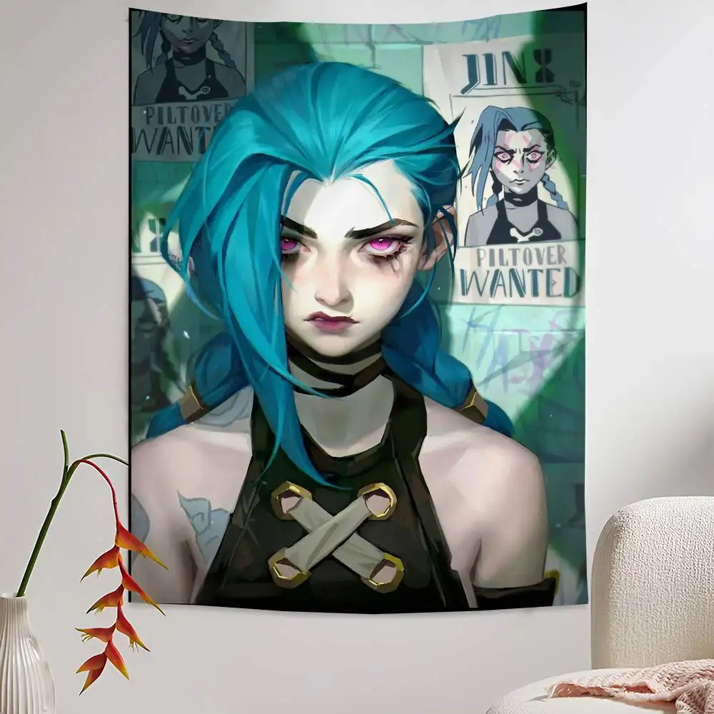 لعبة League of Legends Jinx معلقة نسيج بوهيمي هيبي معلق على الحائط مفروشات جدارية بوهيمية ماندالا معلقة على الحائط للمنزل