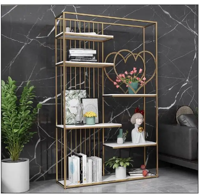 Iron shelving Floor-to-ceiling bookshelf Living room partition creative art metal shelf