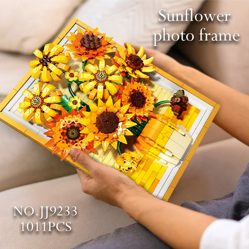 

Creative Van Gogh Sunflowers Bouquet Painting Building Blocks Flower Potted Plant Decoration Assemble Bricks Toy Kid Girls Gift
