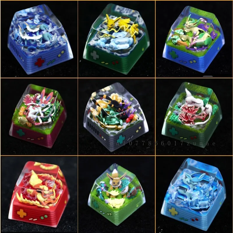 sa-高さメカニカルキーボードキーキャップポケモン手作りドリップ樹脂アニメキーキャップゲームボーイパーソナライズされたキーボード交換キャップ