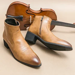 Men British Style Vintage Handmade Pu Leather Business Boots