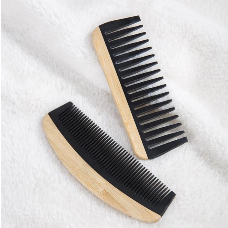 Bamboo Hair Comb Wide Tooth Brush Antistatic Hair Detangling Comb Styling Comb E1YF