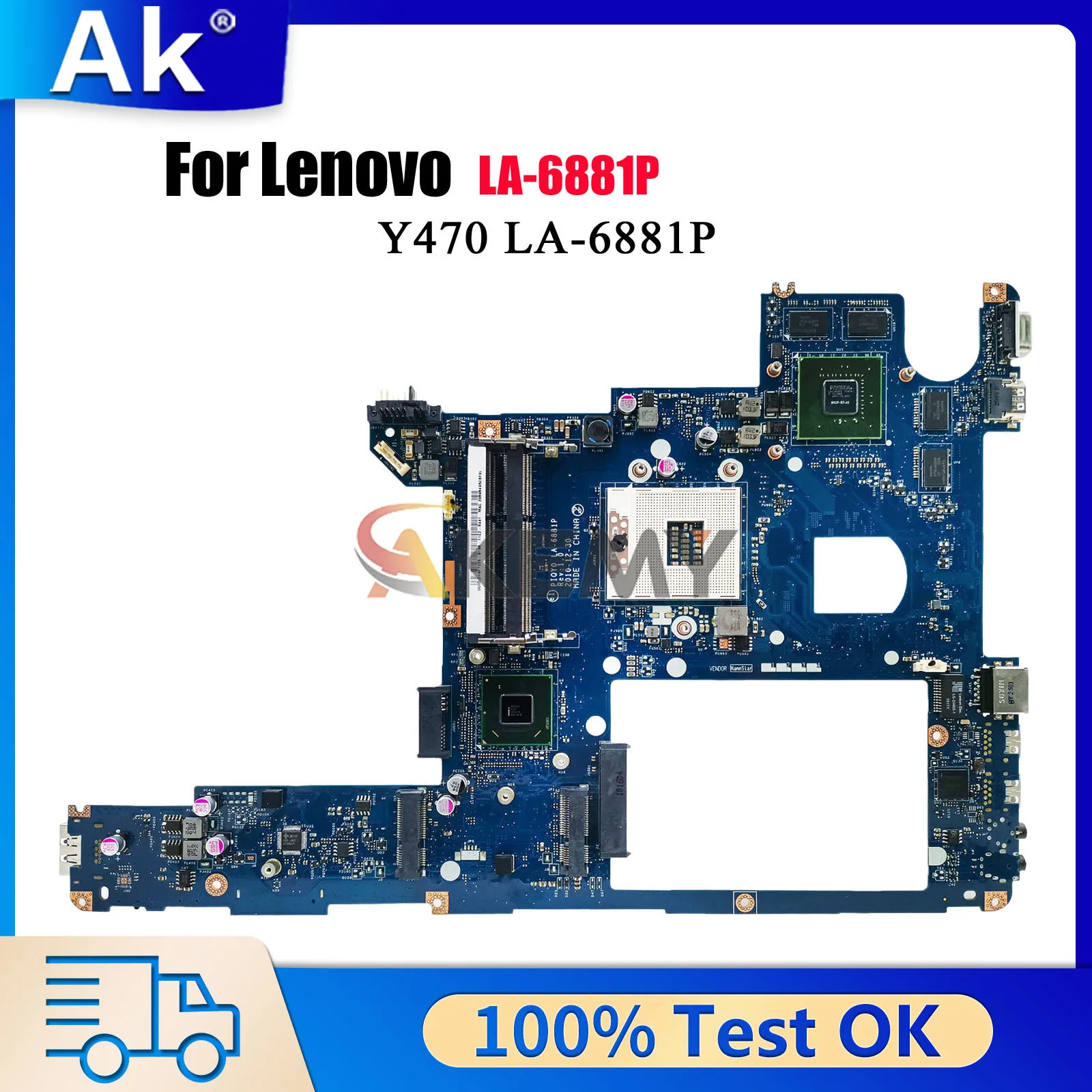 

LA-6881P For Lenovo Ideapad Y470 with HM65 GT550M 1GB DDR3 Laptop Motherboard 100% Tested OK