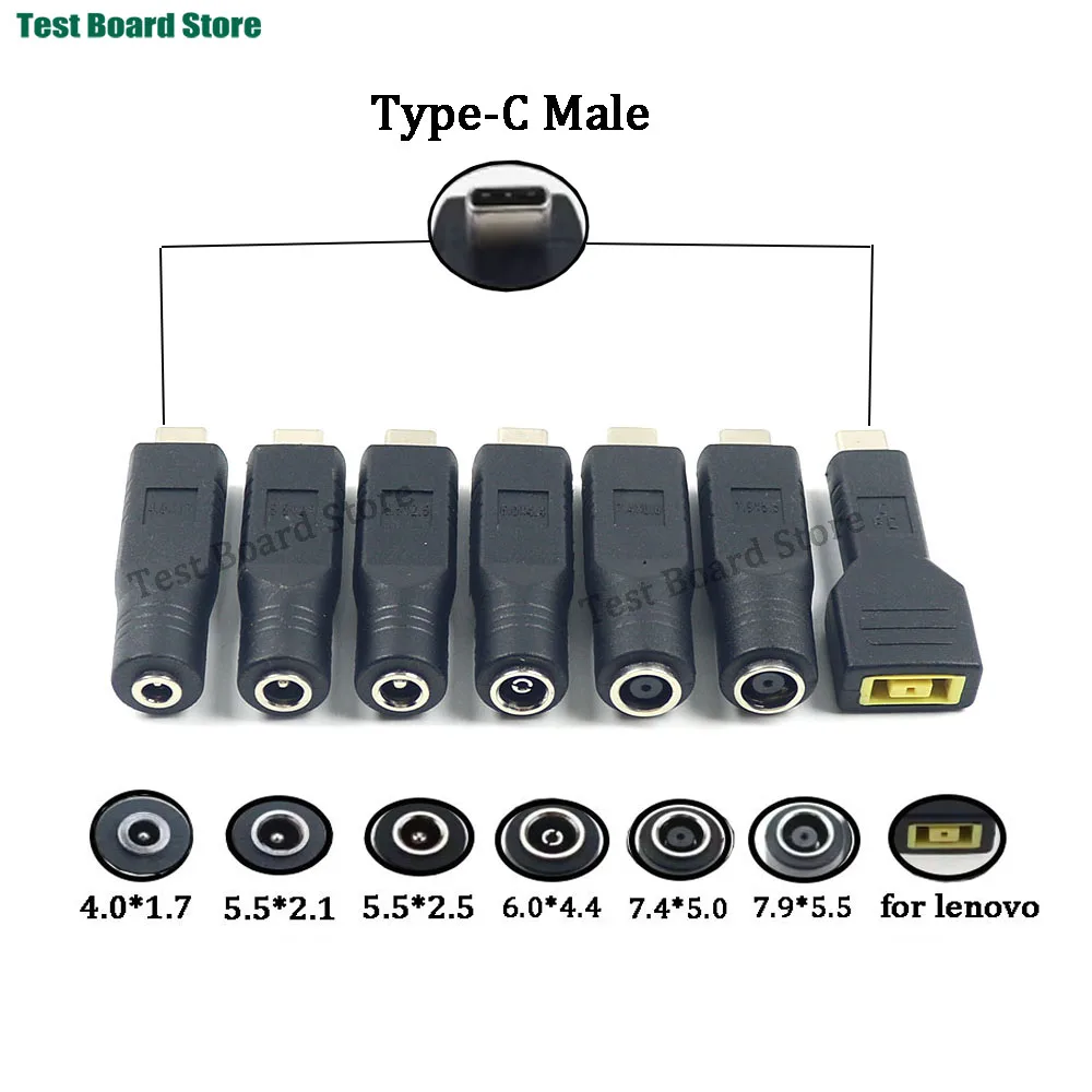

1piece PD Adapter USB C Type C Male To 4.0x1.7 5.5x2.1 5.5x2.5 6.0x4.4 7.4x5.0 7.9x5.5mm Female Plug Converter DC Jack Connector