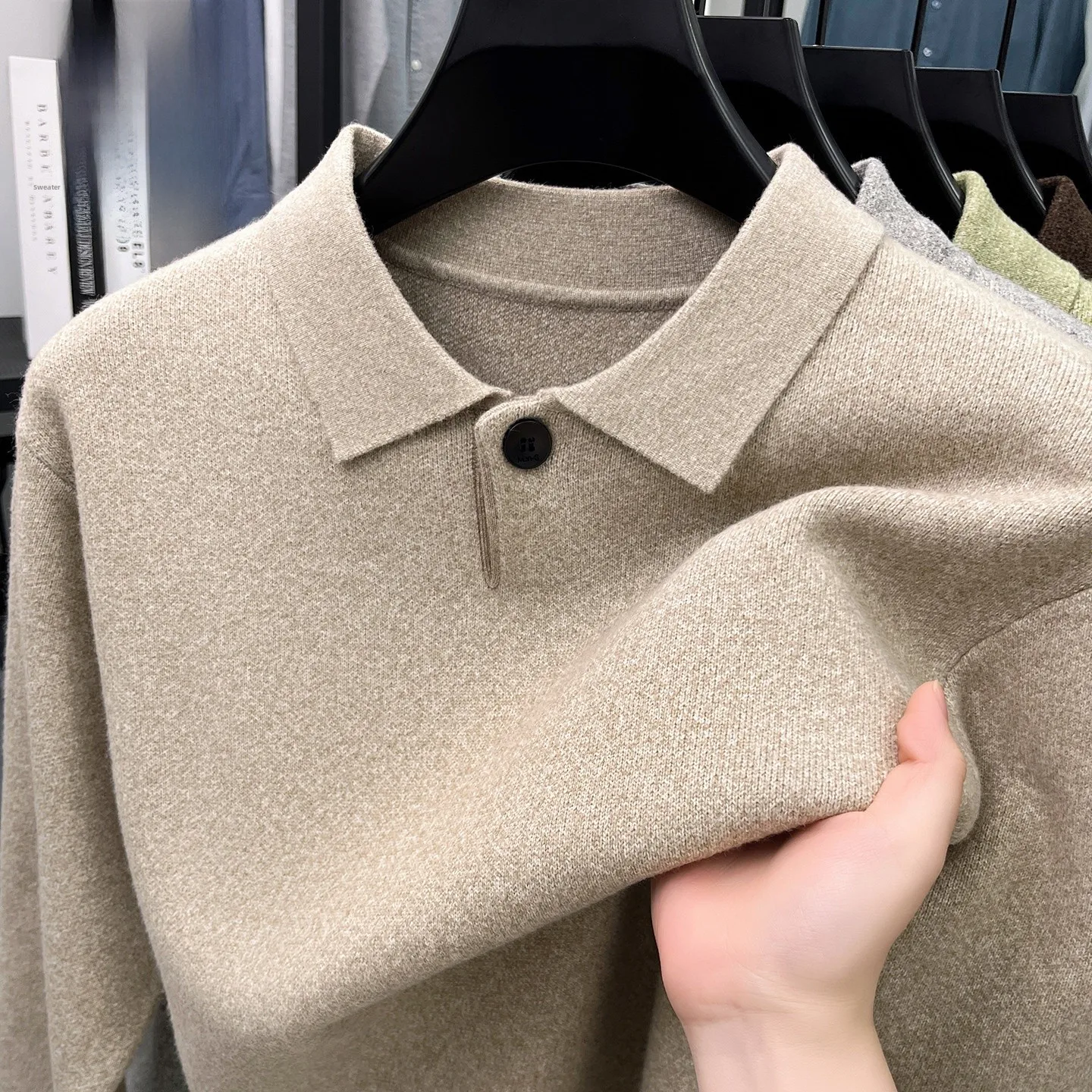 

Теплый вязаный свитер с воротником для мужчин, повседневный, универсальный, зимний, на одной пуговице, стандартный крой, для дома и работы...