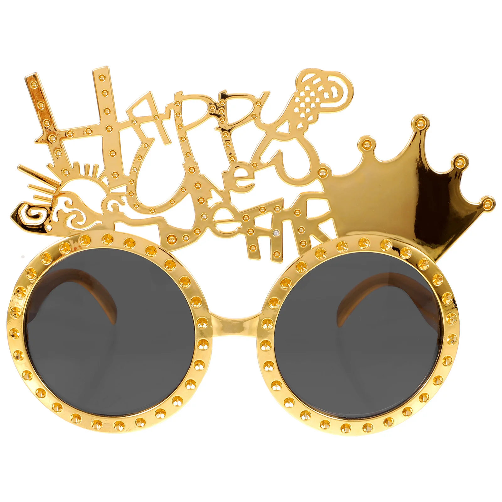 

New Year Party Glasses Unique Happy New Year Sunglasses Eyeglasses Photo Prop Crown Design Funny Party Glasses for Celebration