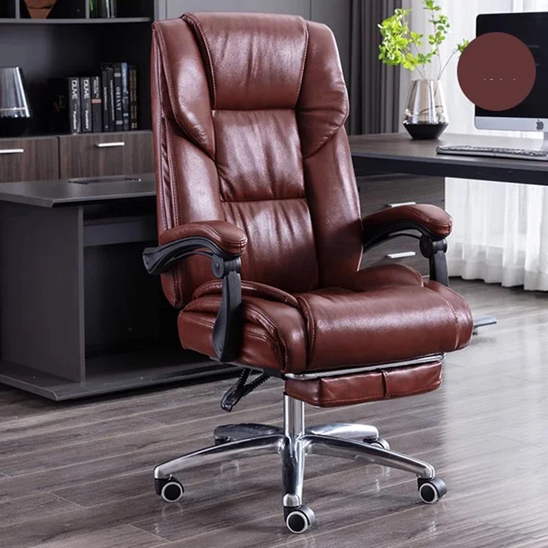 Nordic Office Chair Leather Luxury Armrest Recliner Adjustable Modern Executive Office Chair Comfort Roller Sillas Furniture