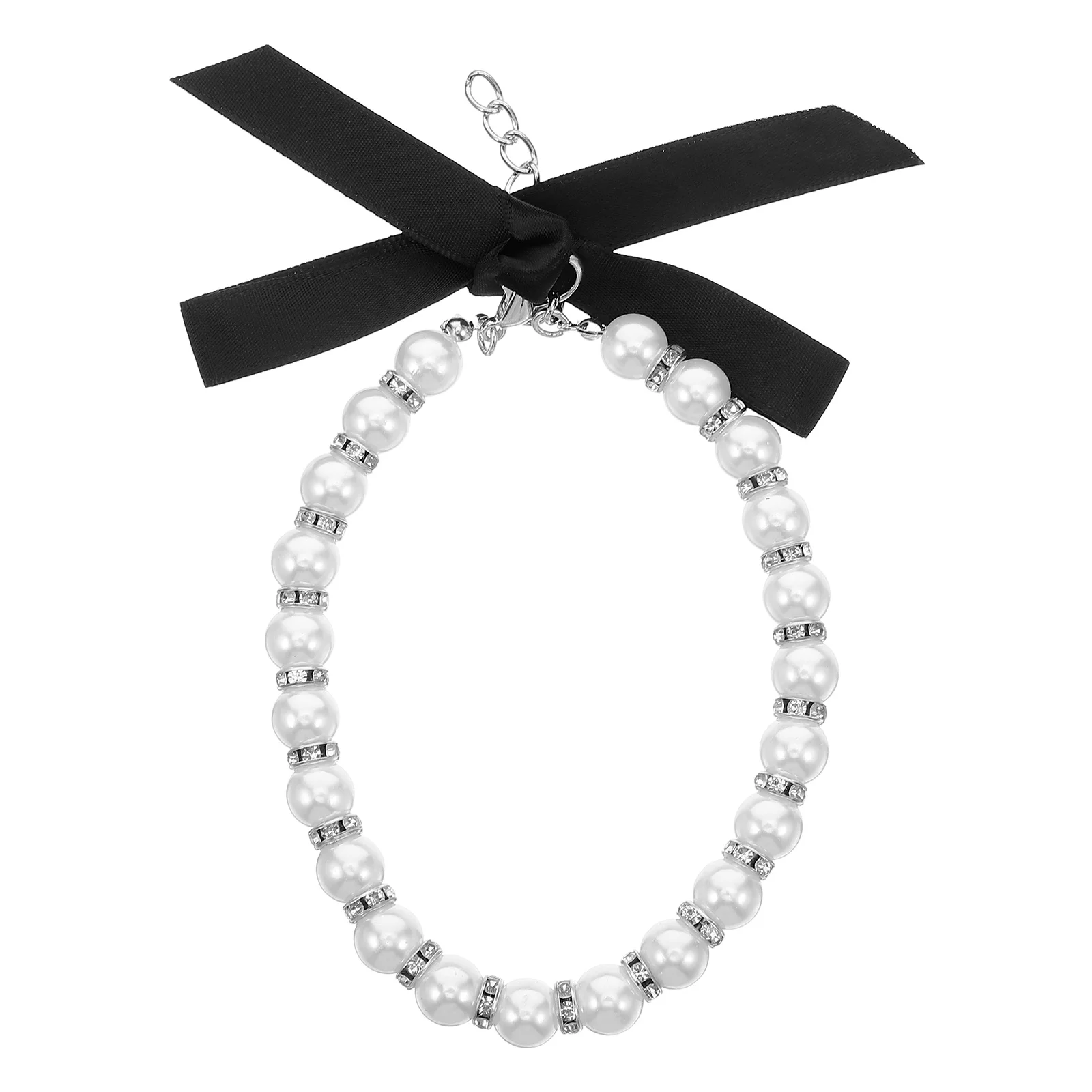 الكلب القط قلادة طوق تقليد اللؤلؤ بلينغ الملحقات الشريط القوس مجوهرات الأبيض مادة متينة مريحة تناسب