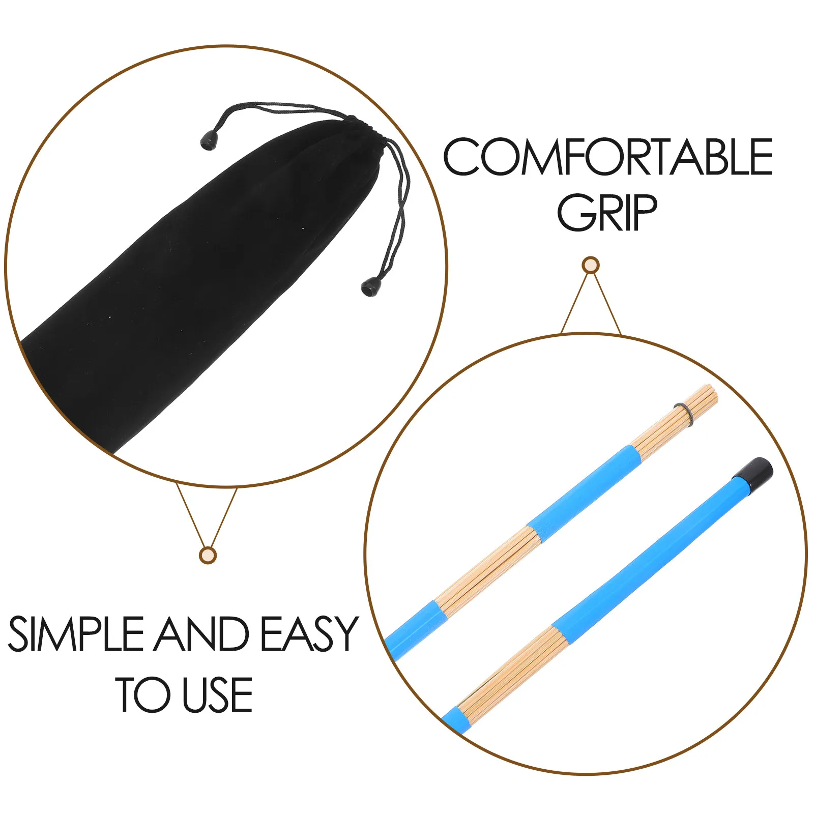 1Pair Professional Bamboo Drum Brushes Wooden Multi-Rod Percussion Sticks for Jazz Folk Musicians Versatile Comfortable Grip