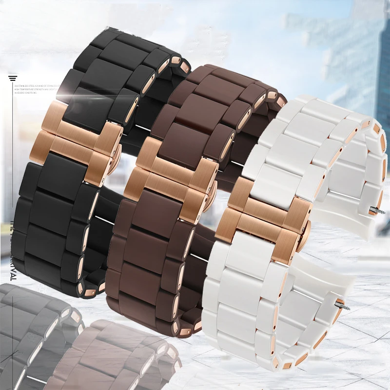 For Armani AR5890 5891 5906 5905 Waterproof Special Rubber Watch Strap Replace Bracelet Fashion Silicon Clad Steel Watch Band