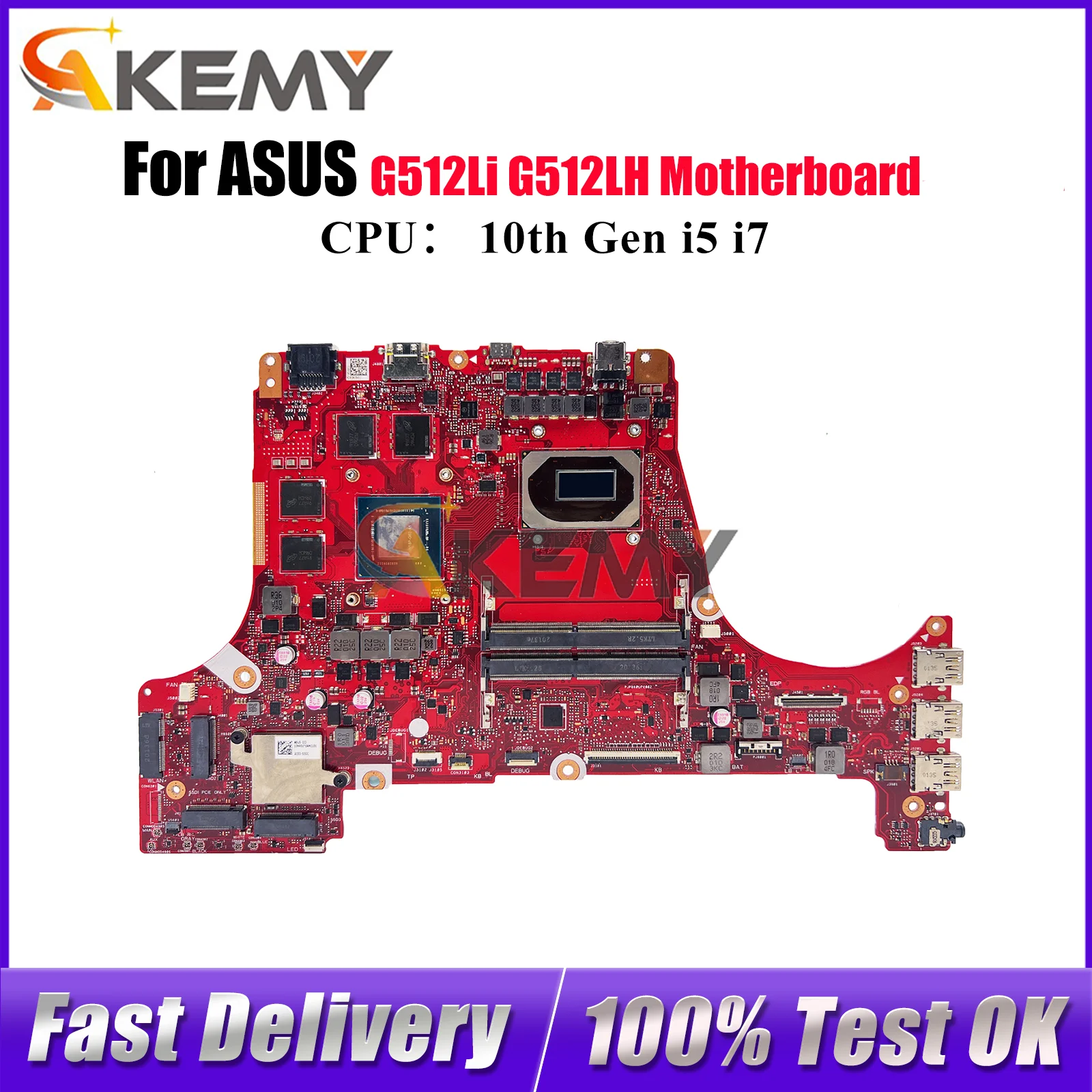 

G512LI Laptop Motherboard For ASUS ROG Strix G15 G512L G512LH G512Li Notebook Mainboard With 10th Gen i5 i7 100% tests OK stk