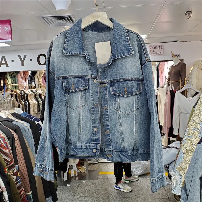 Heavy Work Back Red Embroidery Sequins Tassels Denim Jacket Women Vintage Cowboy Outerwear Loose Short Jeans Jacket Coat Female