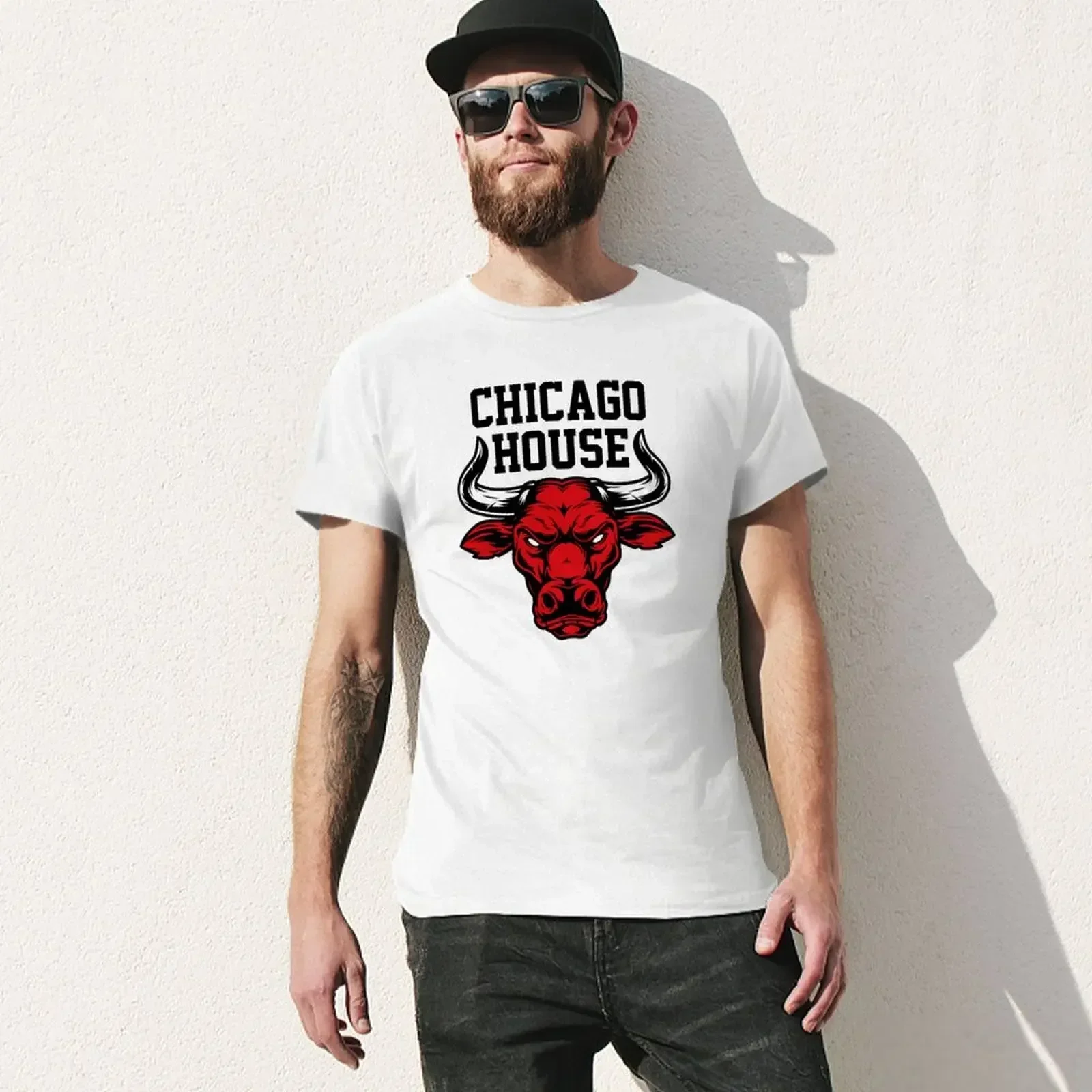 Chicago House Music Design Bulls T-Shirt Blouse Short Sleeve Tee New Edition Men's T-shirts 2025 New Model