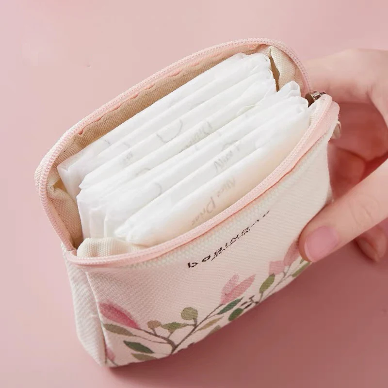 Mini Portable Women Girls Sanitary Pad Pouch Cable Organiser Bag Tampon Case Cute Makeup Bag Coin Purse Napkin Storage Bag