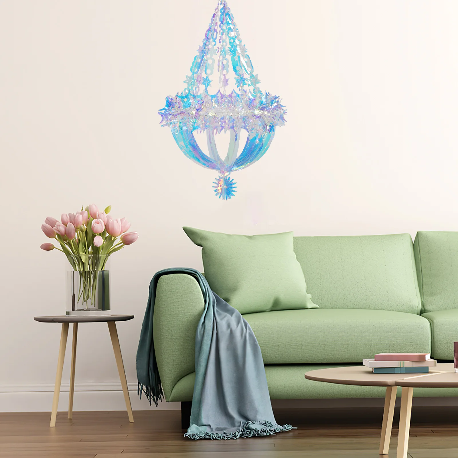 

Iridescent Foil Chandelier Hanging Ornament Wedding Party Birthday Bridal Shower Bachelorette Christmas Winter Theme Stage Decor