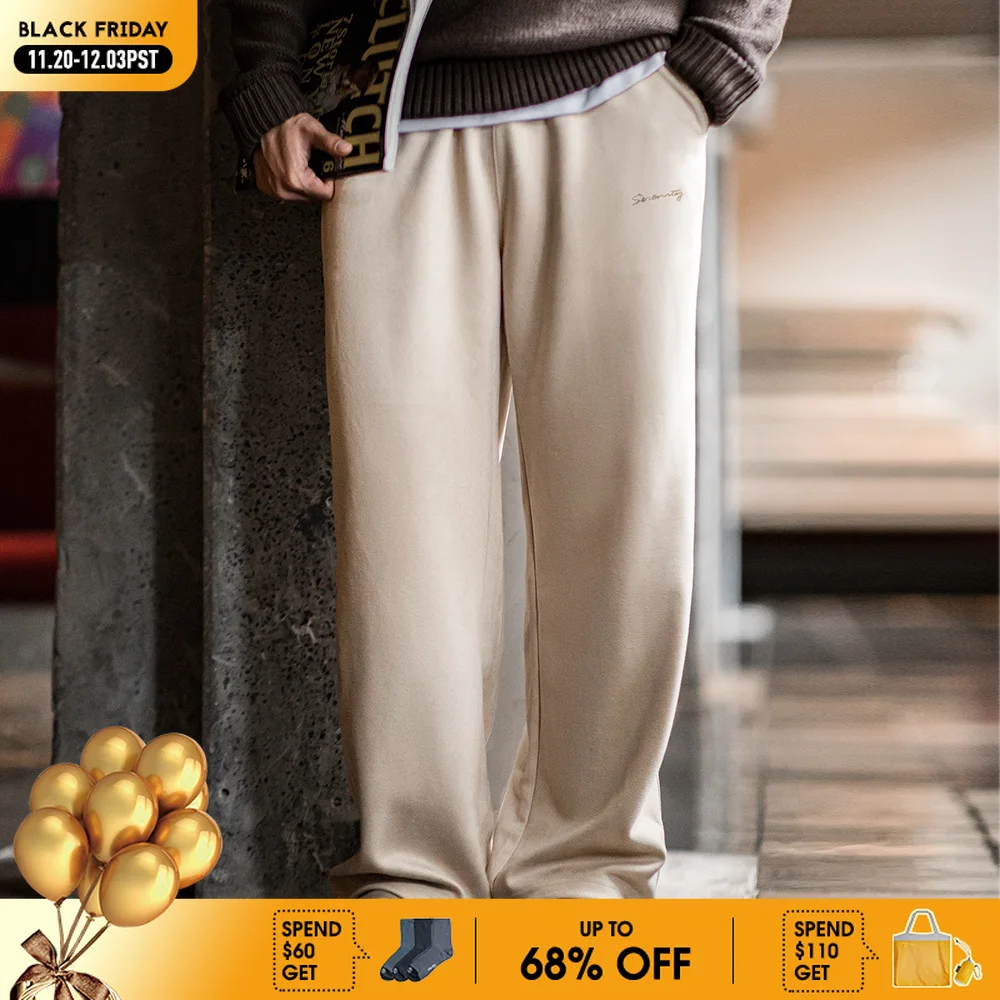 

Maden новые повседневные однотонные спортивные штаны с эластичной резинкой на талии, свободные прямые брюки для мужчин, универсальные спортивные брюки на осень и зиму