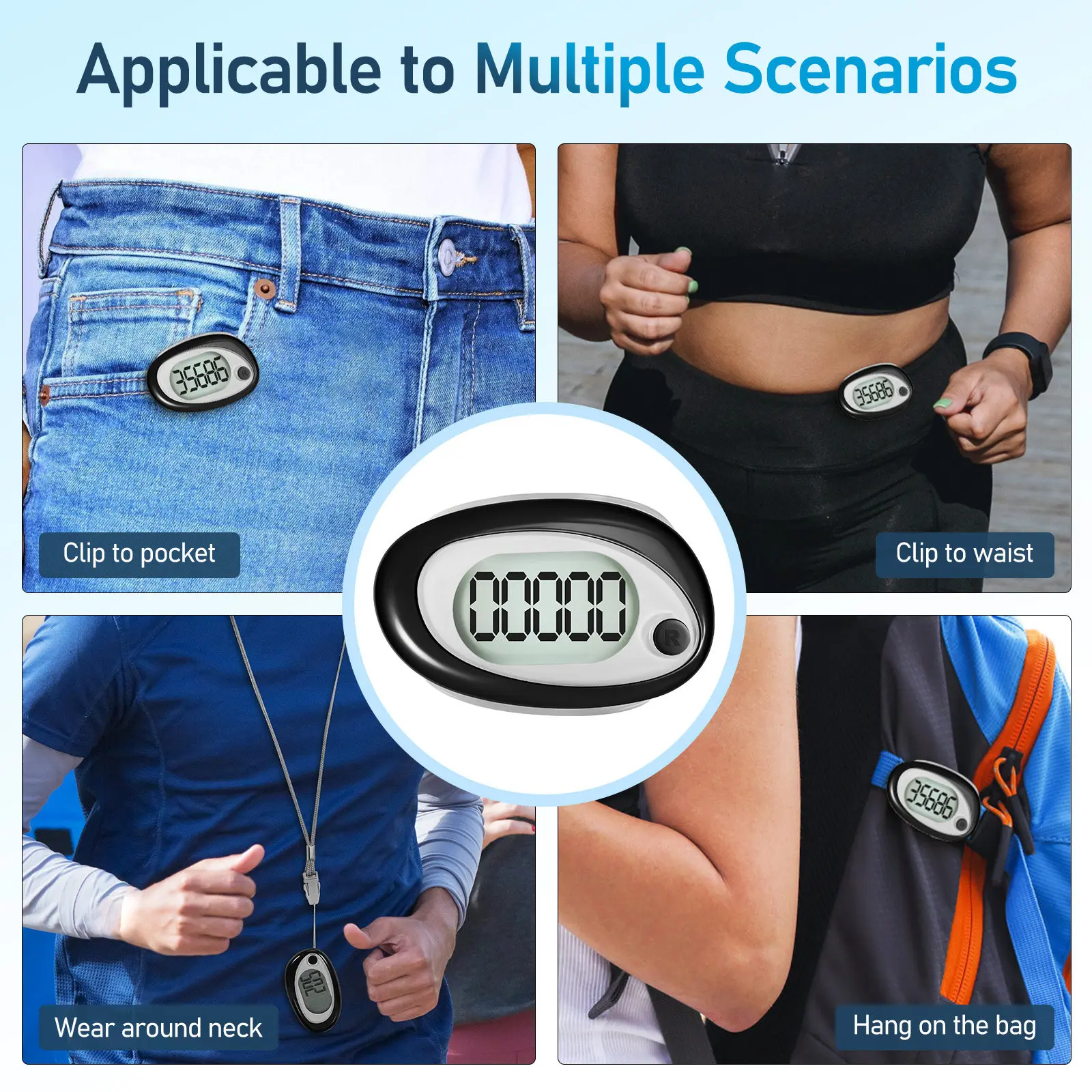 Pedometer Step Counter Clip Walking Portable Fitness Halloween Christmas Clip To Belt Reset Button Hiking Outdoor Sports