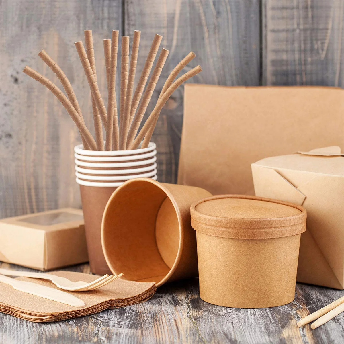 

200Pcs Kraft Bendable Paper Straws Biodegradable Disposable Drinking Straws Eco Friendly for Parties Festivals Drinks