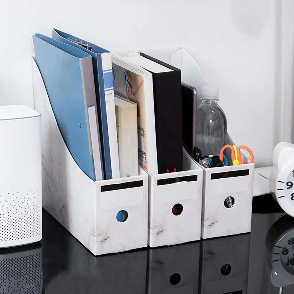 

1Set Waterproof Marble Desktop Organizer Box Sturdy Paper File Holder for Documents Books Magazines Storage Rack Home Office
