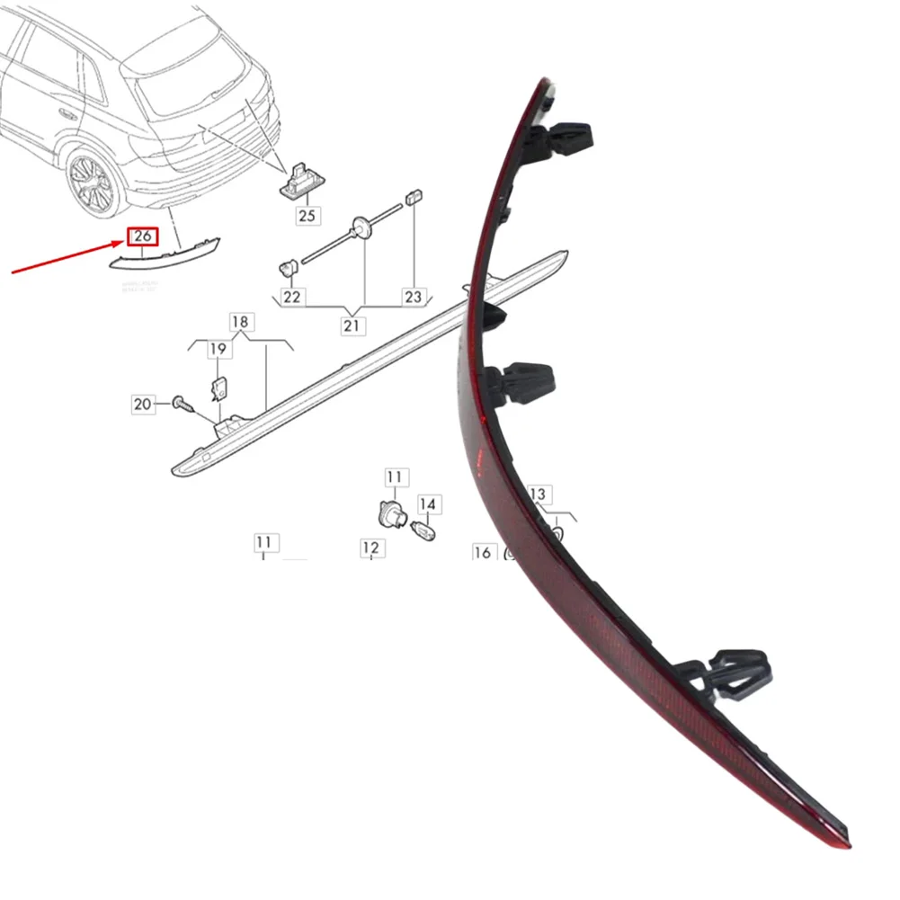 Tail Lamp Cover Rear Bumper Light Bumper Replacement Red Protection Stable Characteristics Long-term Stability