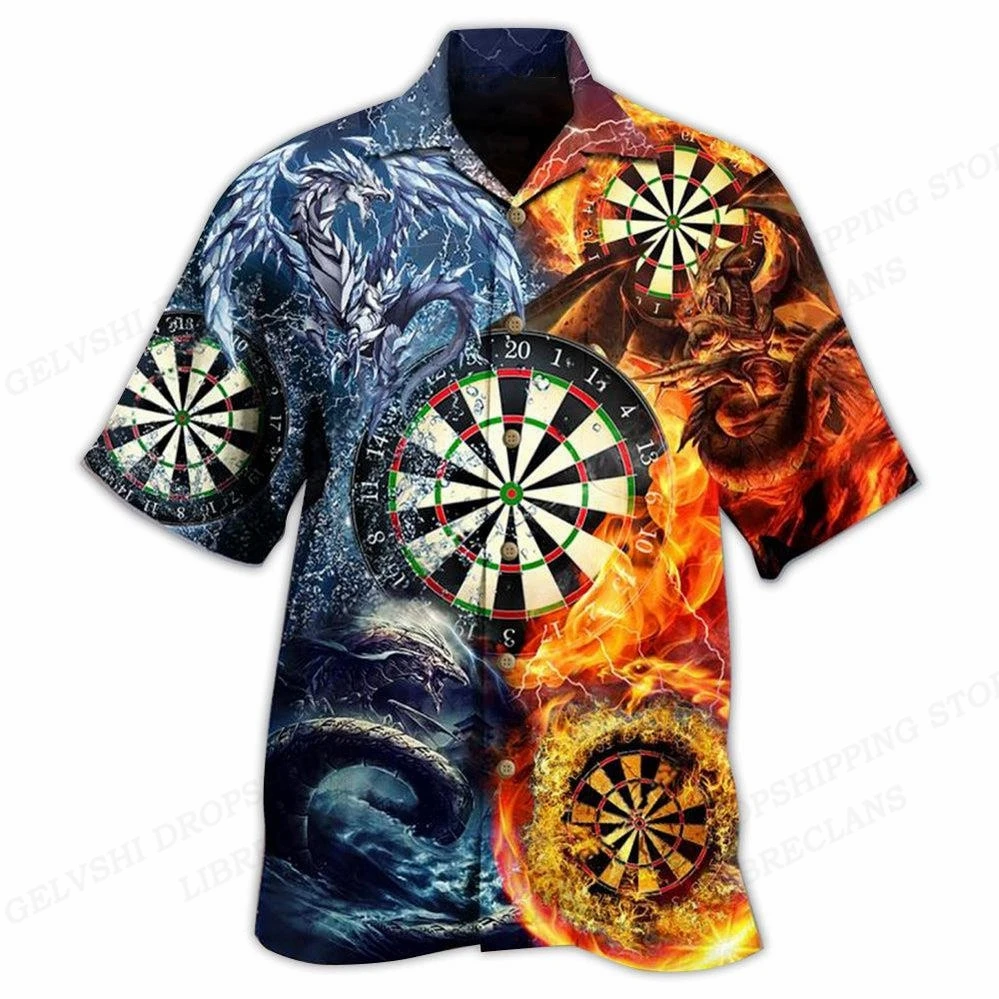 Men\'s Beach Shirts Dart 3d Printed Shirts Men Women Fashion Hawaiian Shirt Casual Beach Blouses Vocation Lapel Shirt Boy Blouse