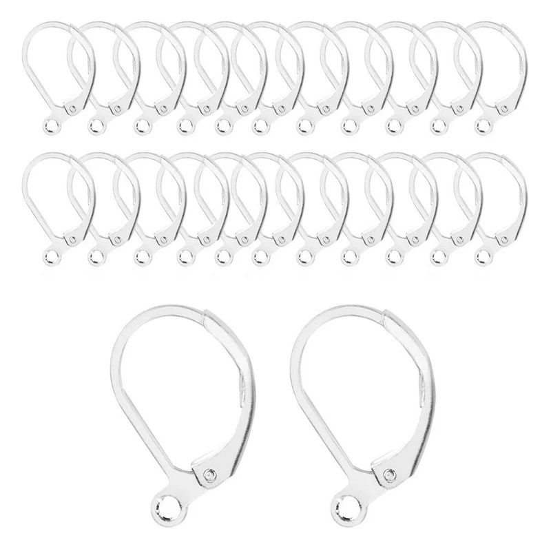 100PCS 925 Sterling Silver DIY Beadings Findings Earring Hooks Leverback Earwire Fittings Components