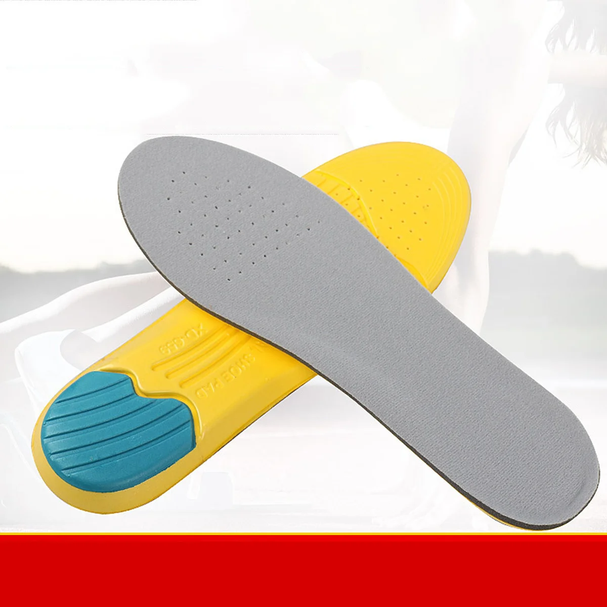 แผ่นรองเท้ากีฬาแบบหนา ระบายอากาศได้ดี ซึมซับเหงื่อ กันลื่น ปรับขนาดได้ ไซส์ 35-40 รองรับอุ้งเท้าตามหลักสรีรศาสตร์ พร้อมระบบลดแรงกระแทกและนวด