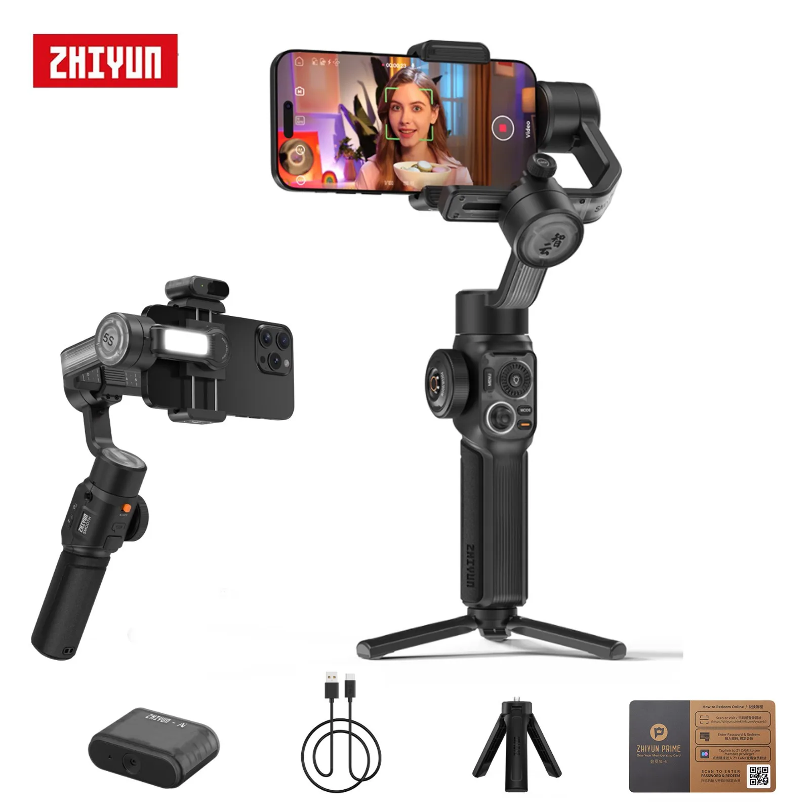 

Zhiyun Smooth 5s AI 3-Axis Gimbal Handheld Stabilizer for Smartphones iPhone 15 14 Pro Max 13 12 Xiaomi Huawei Samsung OnePlus