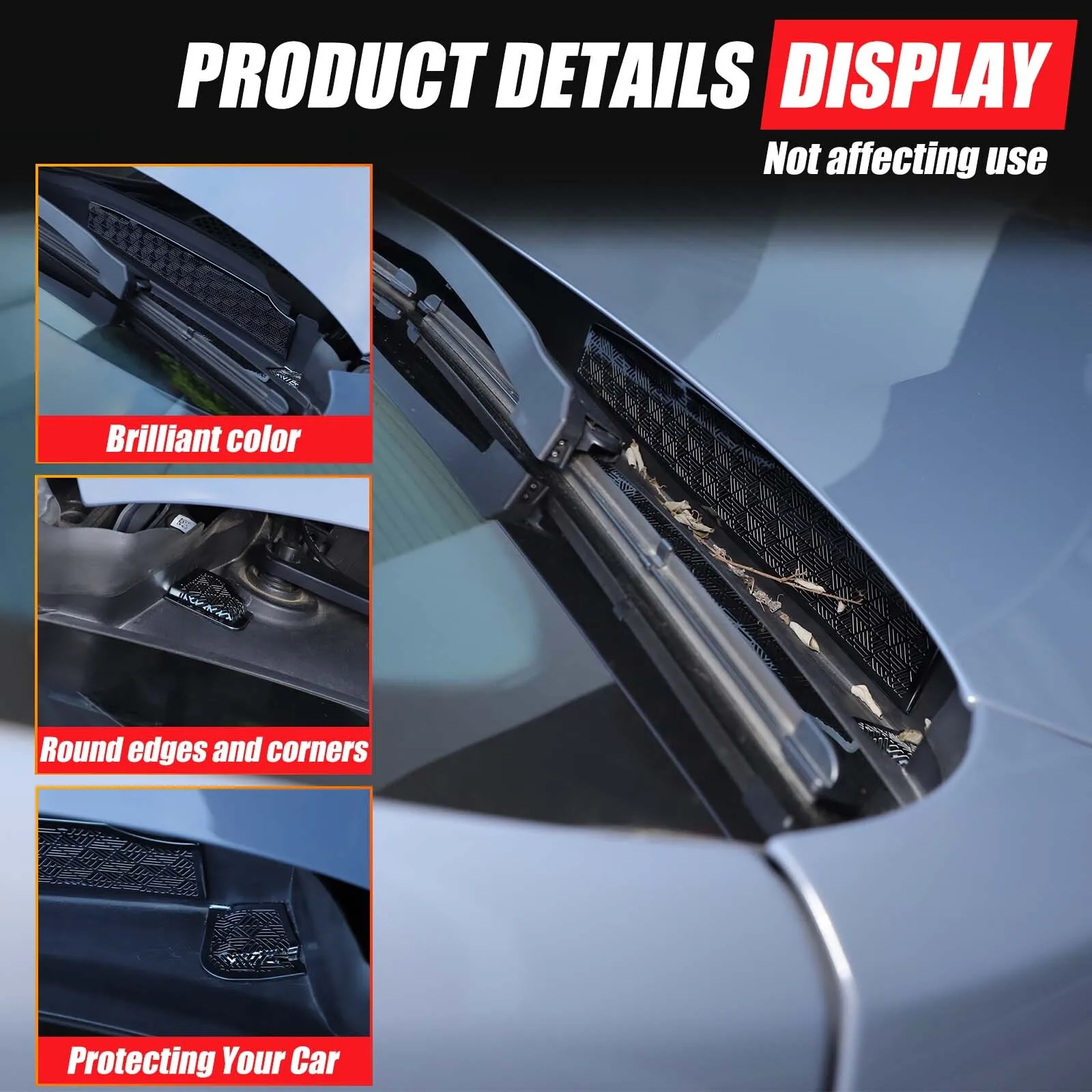 

For BMW 5 Series G60 Car Front Water Drain Cover Engine Front Drain Cover Windshield Anti Blocking Protective Stickers 2PCS