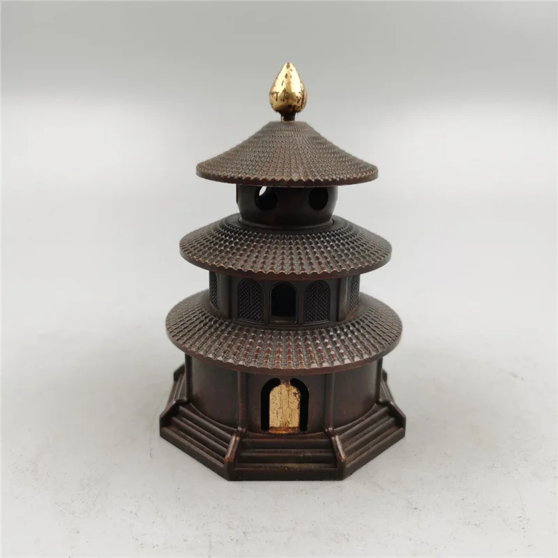 

Guyunzhai Brass Temple of Heaven Tower Incense Burner Tower Stove Buddha for Indoor Worship Tea Ceremony at Home Sandalwood Stov