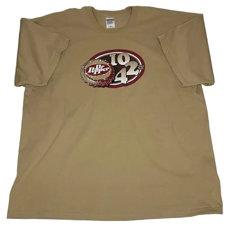 Vtg Y2K Dr Pepper Museum Mens Tan T Shirt 2Xl Bottle Cap Soda Waco Texas