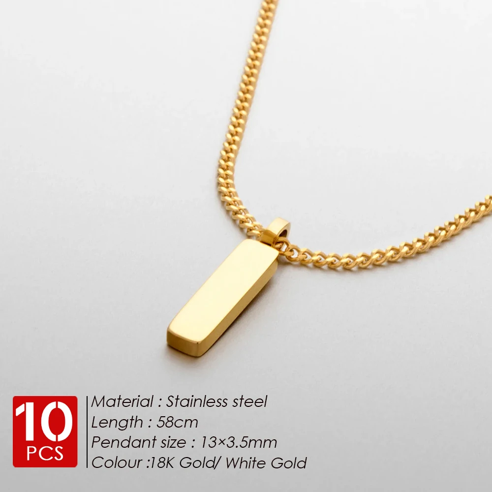 eManco 10PCS Men's Titanium Steel chain Cuban Chain Collarbone Stainless steel Necklace chain Waterproof jewelry wholesale