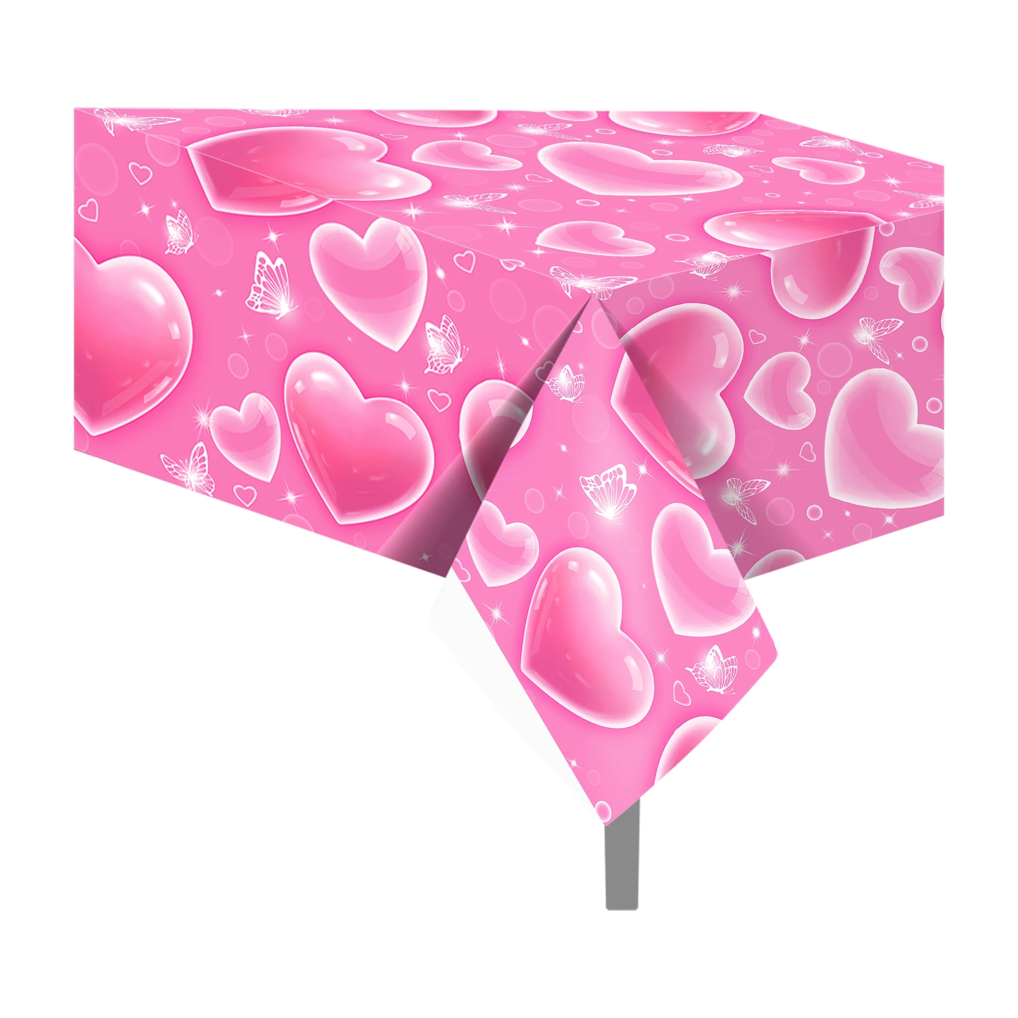 130*220 سنتيمتر الوردي الحب القلب البلاستيك مفرش المائدة غطاء الطاولة PE لعيد الحب لوازم حفلات أعياد الميلاد #5