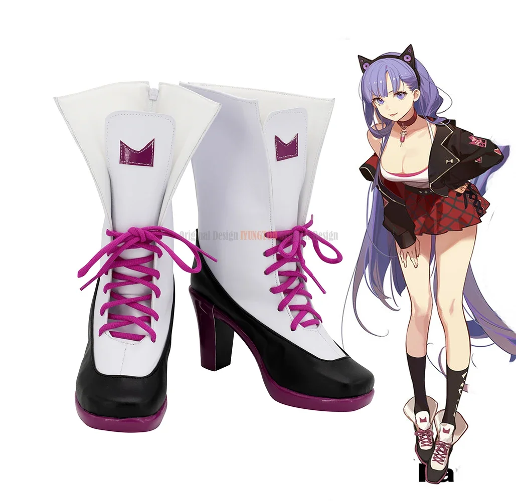 FGO Byibyi Shoes Cosplay Fate EXTRA CCC Black-coat Girl Byibyi Cosplay Boots White High Heel Shoes Custom Made