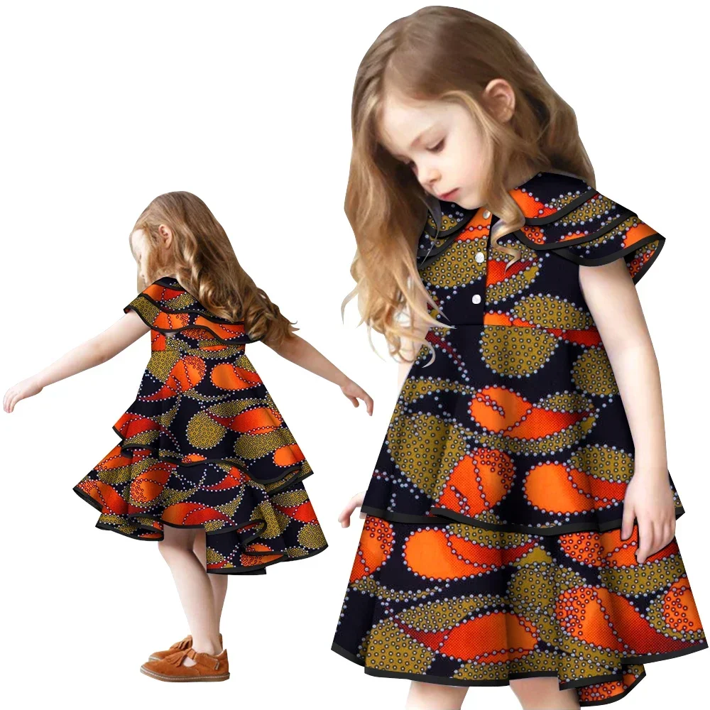 African Dress Africa Wax Print Baby Girls Dress Kids Cotton Clothing African Dresses for 2-12 Years Children WYT680