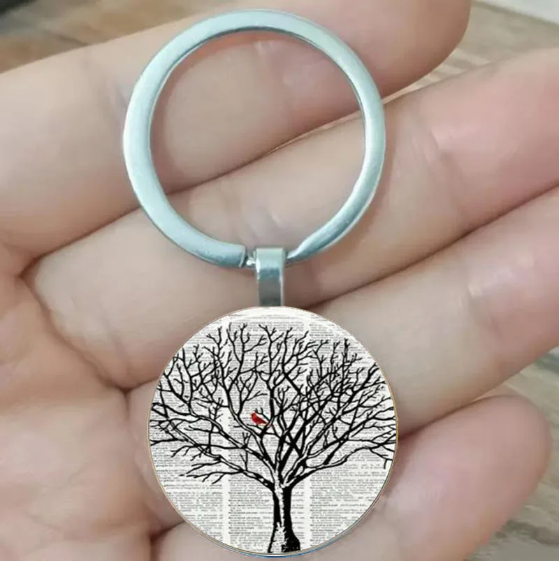

Fashionable Cardinal in Tree Keychain